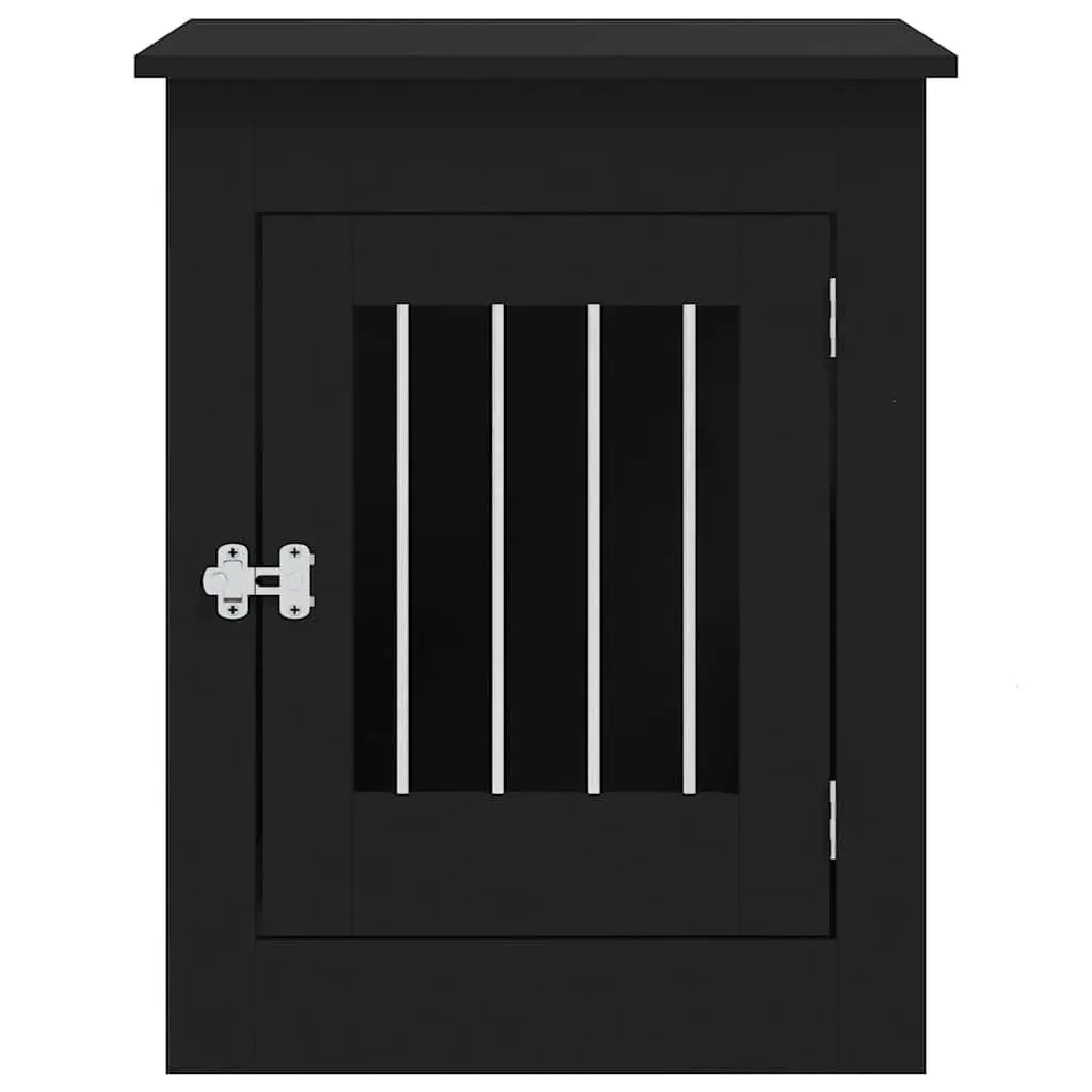 Dog Crate Furniture End Table 55x80x68cm Black Steel Wire Engineered Wood Kennel