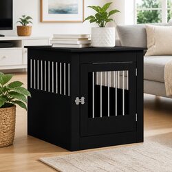 Concise Black Dog Crate End Table Furniture