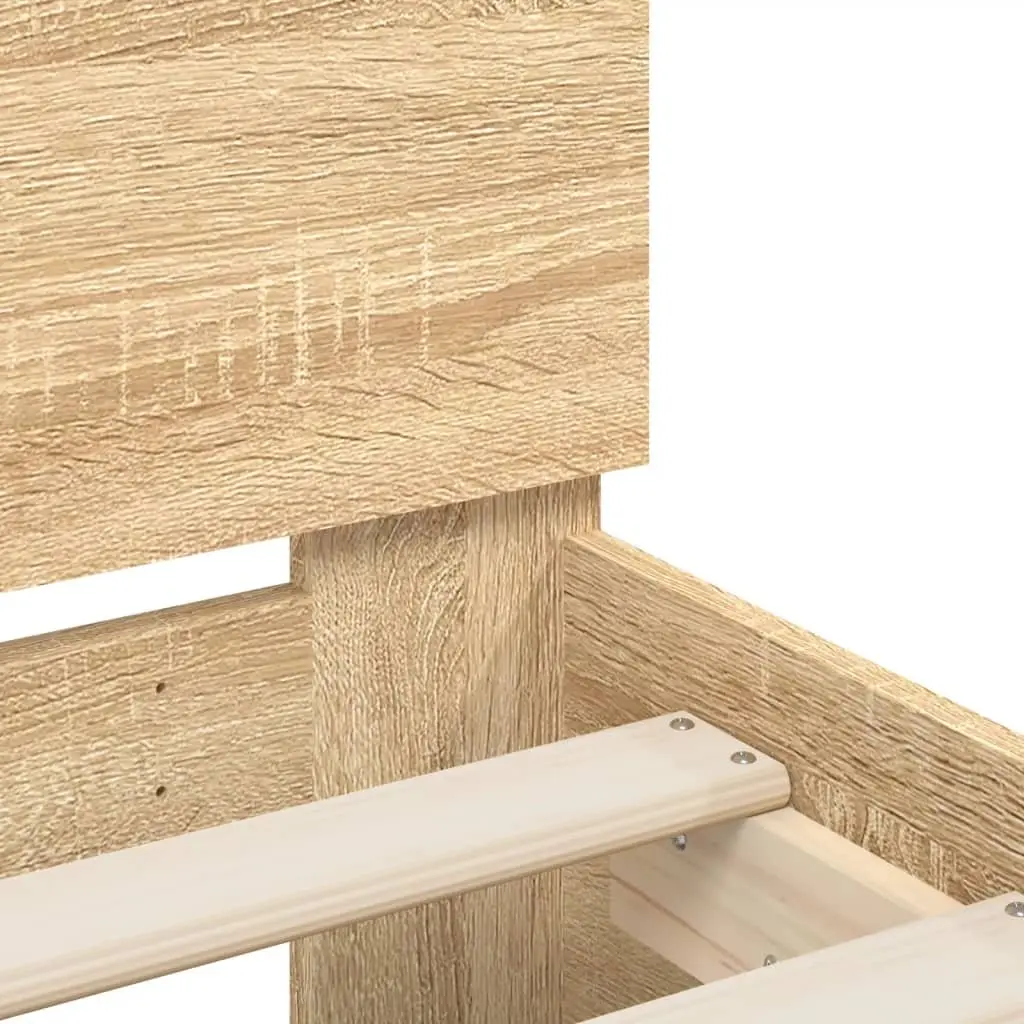 Bed Frame Brown 90x190 cm Engineered Wood Slatted Base