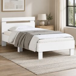 Sleek White Bed Frame with RGB LED Lights for Stylish Bedrooms