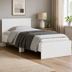 Compact White Bed Frame with RGB LED Lighting Features