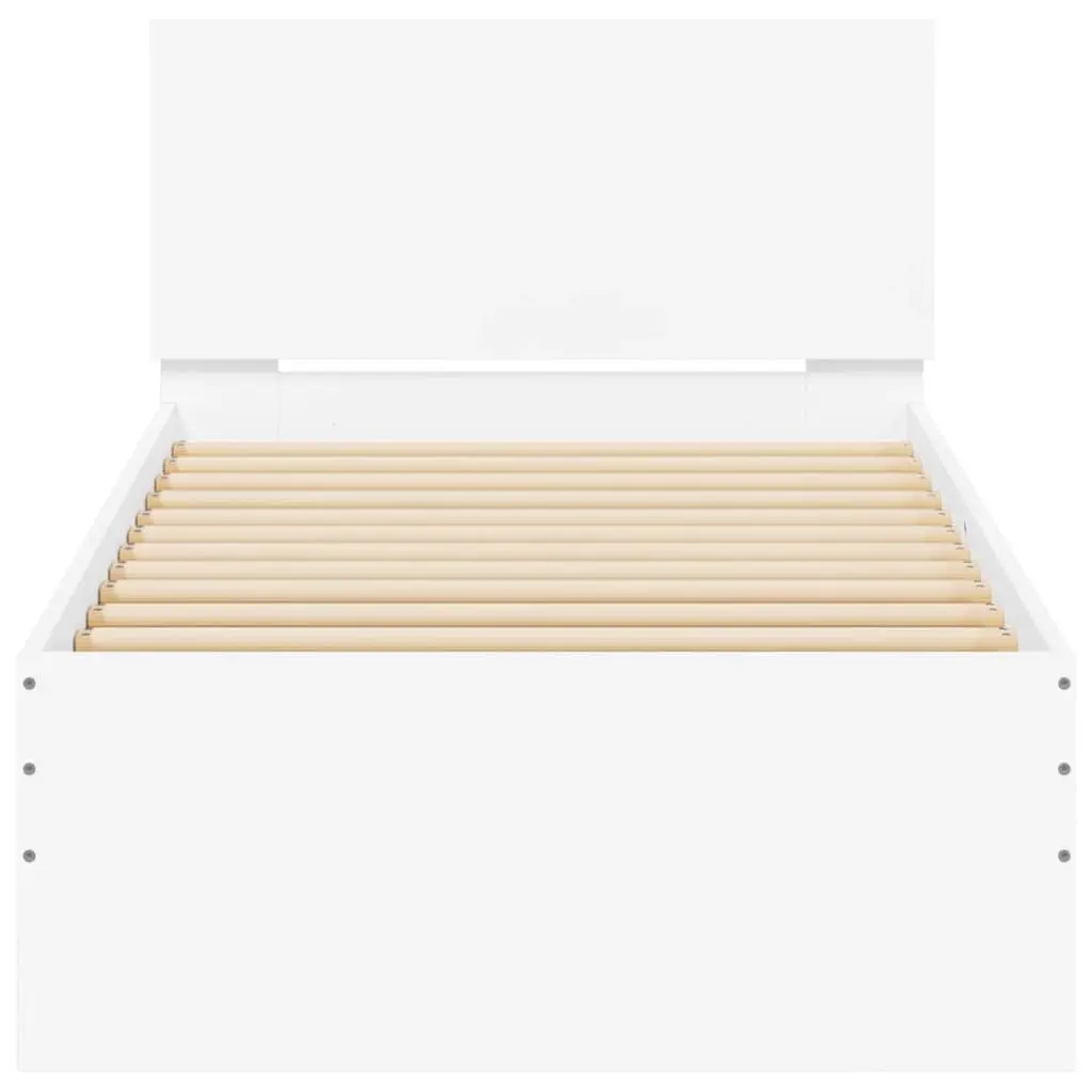 White Bed Frame with RGB LED Lights Headboard Engineered Wood 90x190 cm