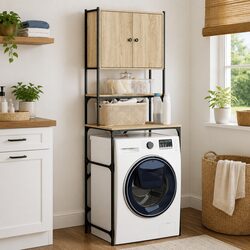 Washing Machine Cabinet Sonoma Oak Engineered Wood Bathroom Storage Organiser