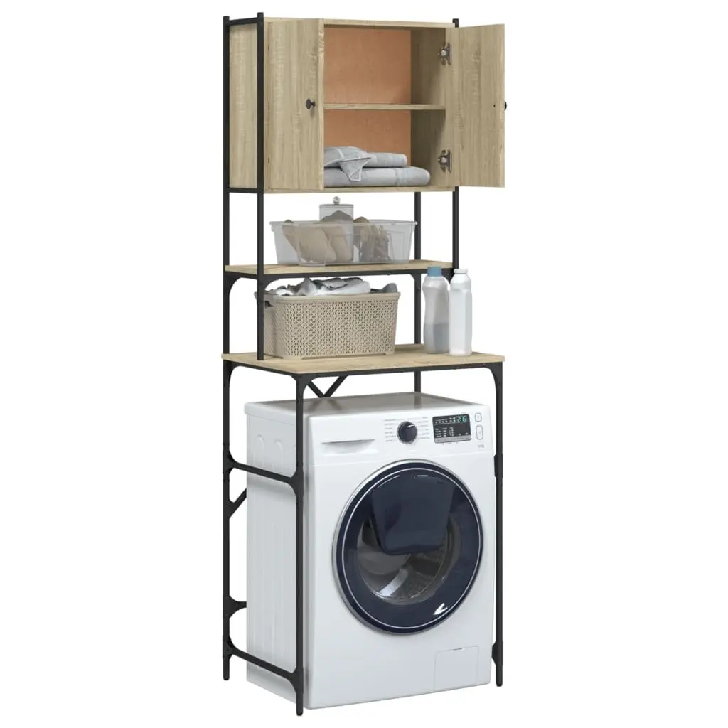 Washing Machine Cabinet Sonoma Oak Engineered Wood Bathroom Storage Organiser