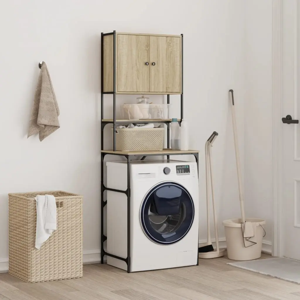 Washing Machine Cabinet Sonoma Oak Engineered Wood Bathroom Storage Organiser