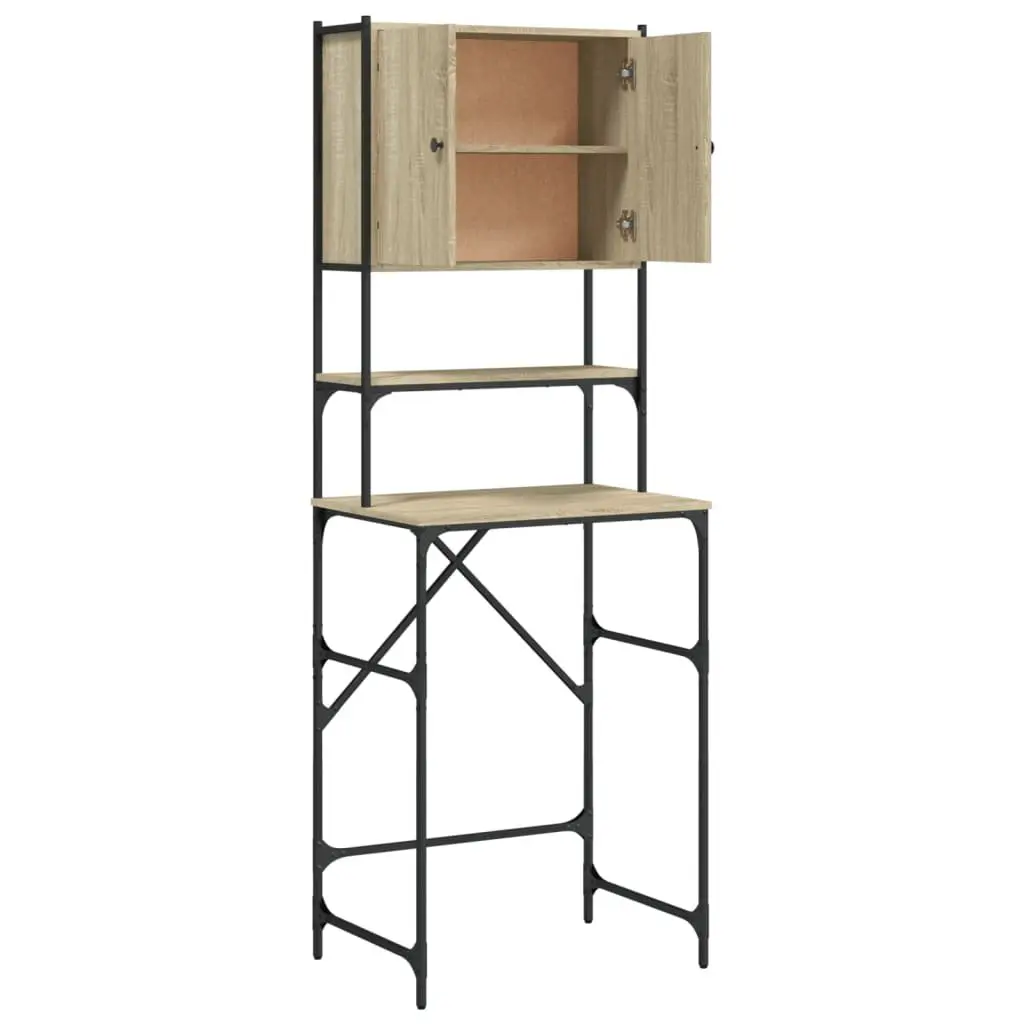 Washing Machine Cabinet Sonoma Oak Engineered Wood Bathroom Storage Organiser