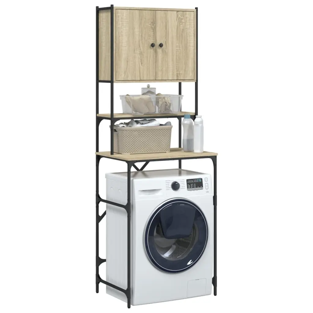 Washing Machine Cabinet Sonoma Oak Engineered Wood Bathroom Storage Organiser