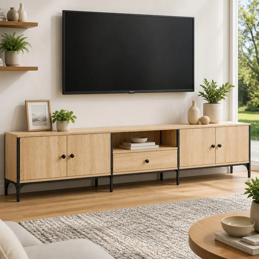 Brown TV Cabinet with Ample Storage Space