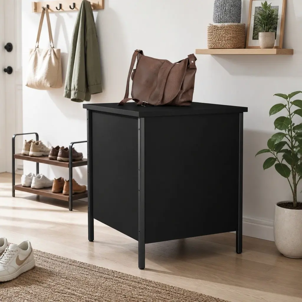 Storage Bench Black Hallway Entryway Seat Shoe Organiser Bedroom End Bed