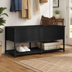 Storage Bench Black 100x42.5x47 cm Hallway Entryway Shoe Organiser Seating