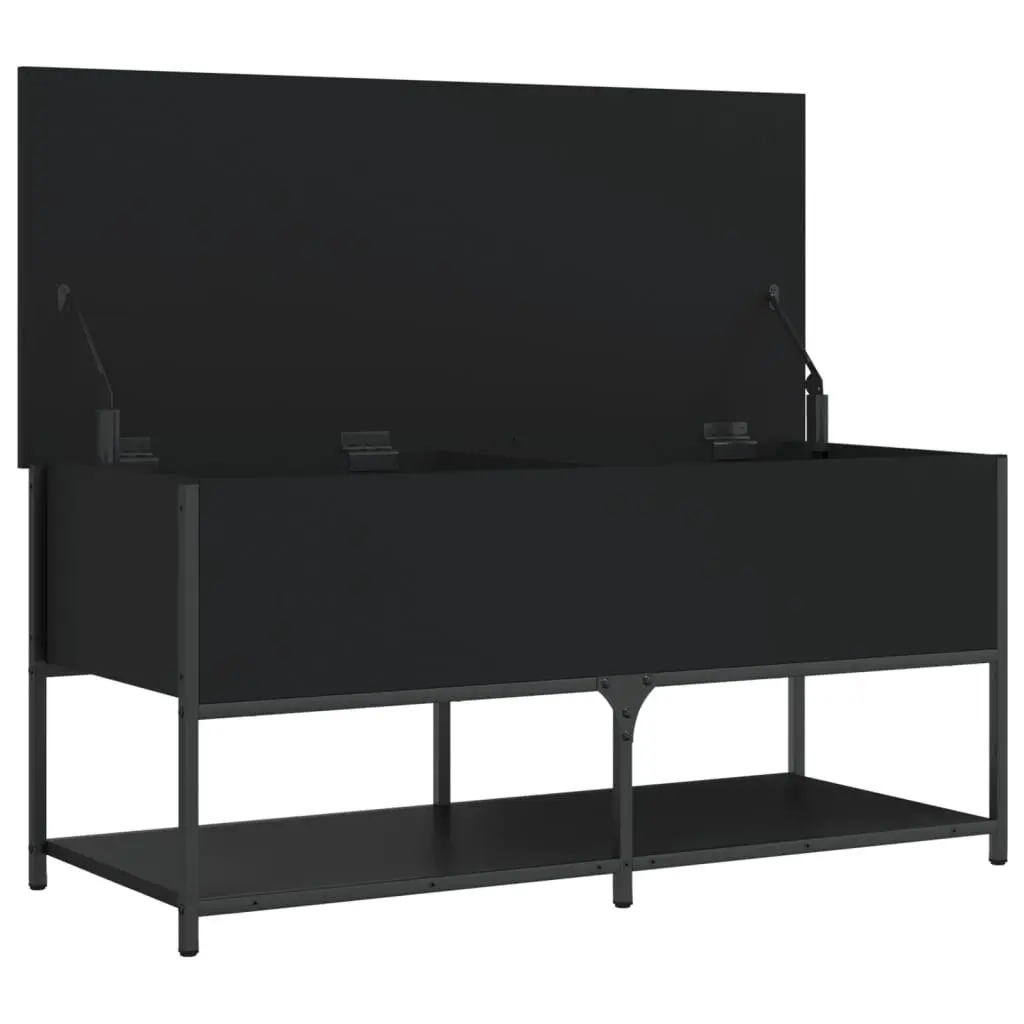 Storage Bench Black 100x42.5x47 cm Engineered Wood Metal Frame Shoe Organiser