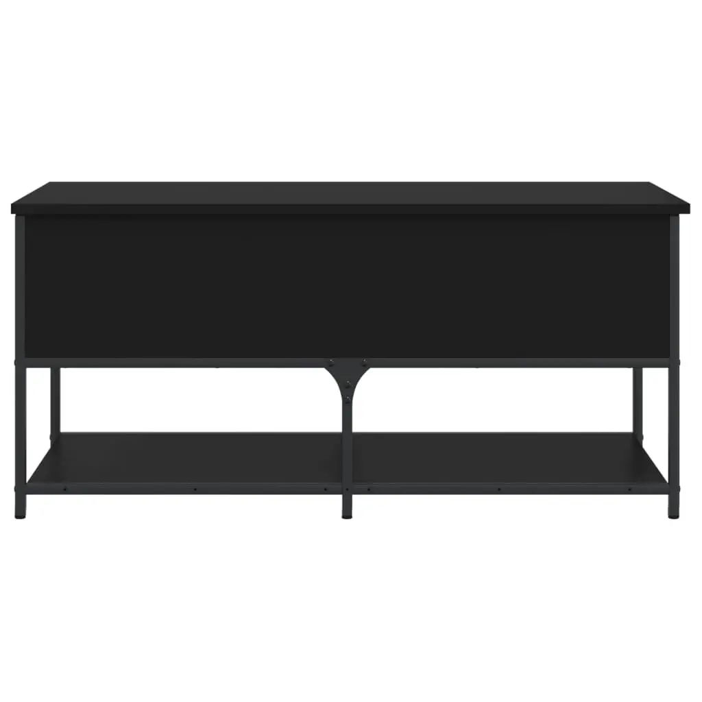 Storage Bench Black 100x42.5x47 cm Engineered Wood Metal Frame Shoe Organiser