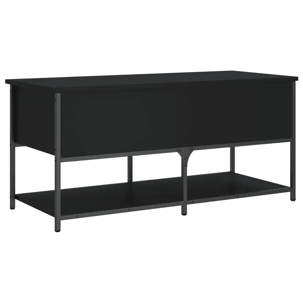 Storage Bench Black 100x42.5x47 cm Engineered Wood Metal Frame Shoe Organiser