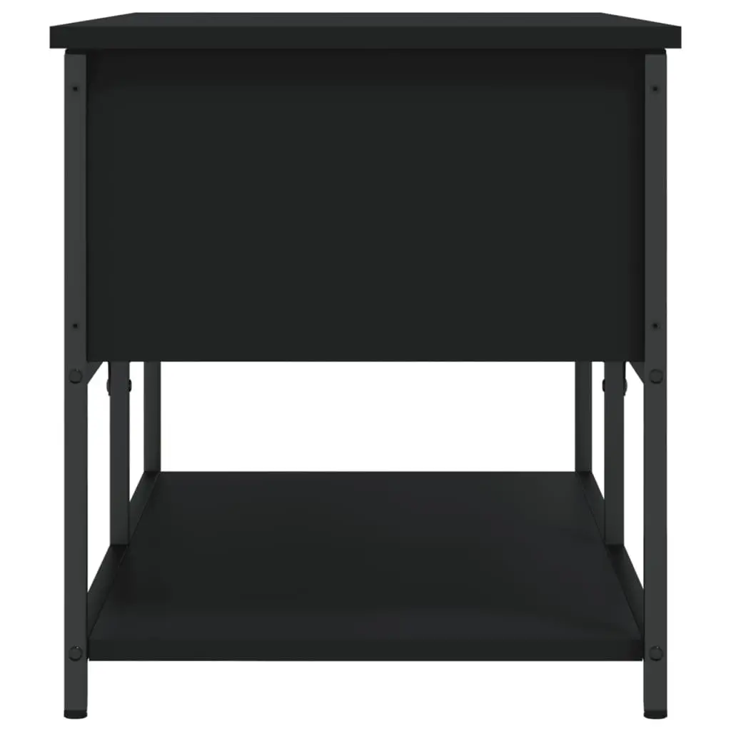 Storage Bench Black 100x42.5x47 cm Engineered Wood Metal Frame Shoe Organiser