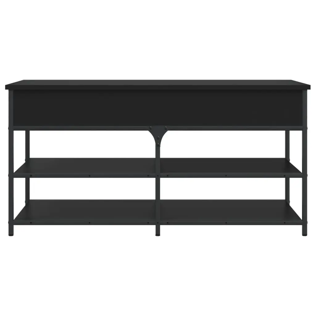 Storage Bench Black Engineered Wood Lift Top Shoe Organiser 100 x 42.5 x 50 cm
