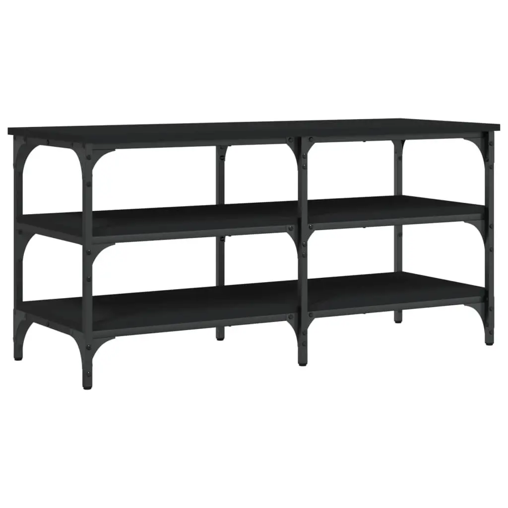 Shoe Bench Black 100x38.5x49cm 3-Tier Shelves Storage Hallway Entryway Organiser