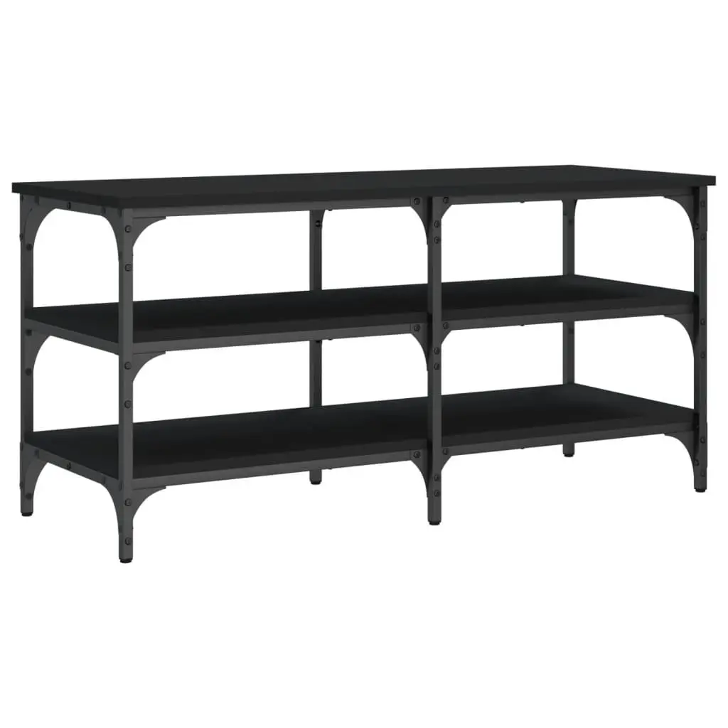 Shoe Bench Black 100x38.5x49cm 3-Tier Shelves Storage Hallway Entryway Organiser