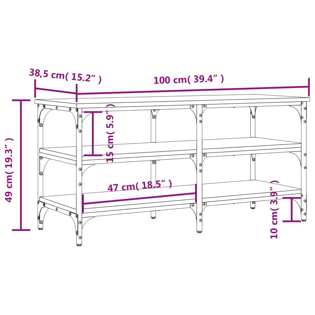 Shoe Bench Black 100x38.5x49cm 3-Tier Shelves Storage Hallway Entryway Organiser