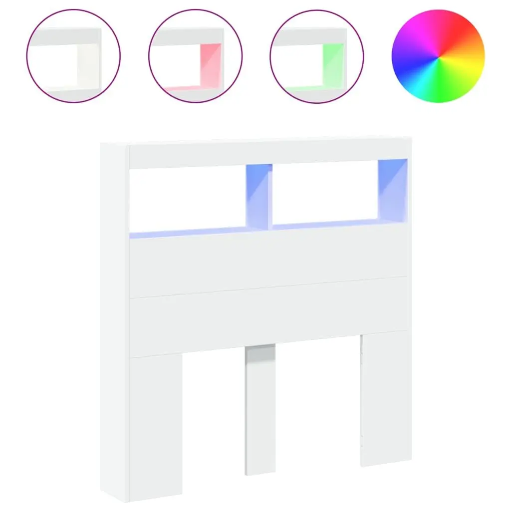 White Headboard Cabinet with RGB Lighting 100cm