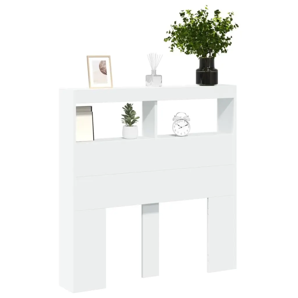 White Headboard Cabinet with RGB Lighting 100cm