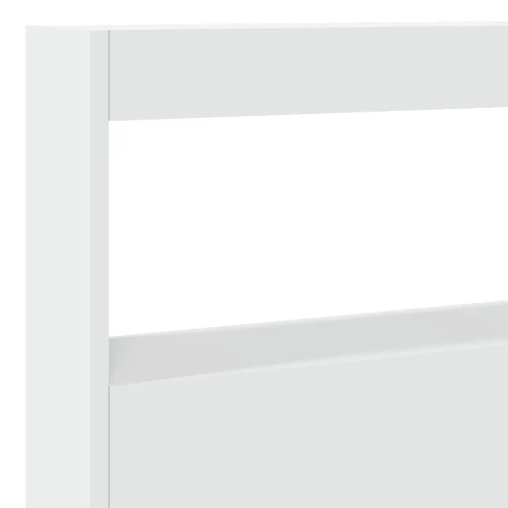 Headboard Cabinet with RGB LED Lights White 140 cm Modern Bedroom Storage
