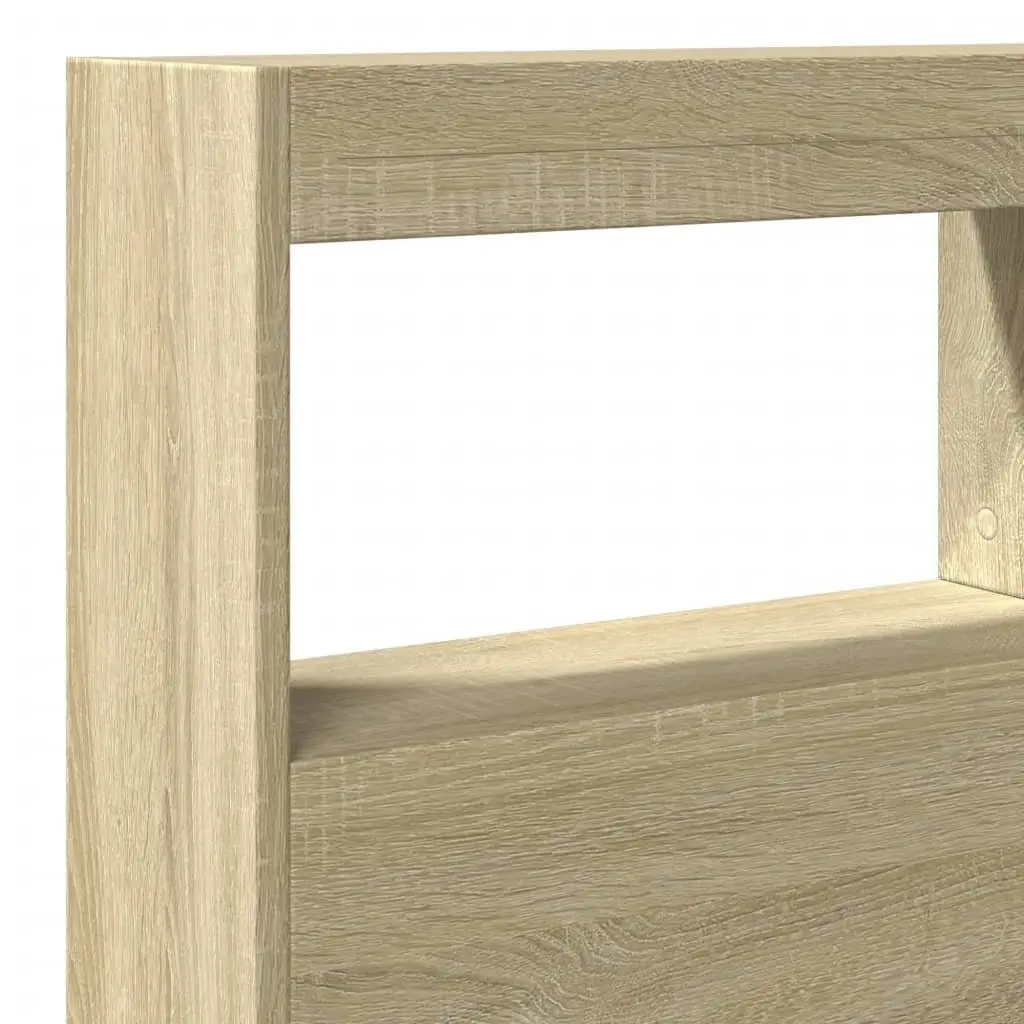Headboard Cabinet Sonoma Oak 140cm RGB LED Lights Storage Compartment