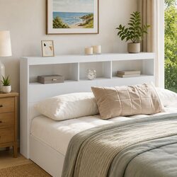Concise and Stylish Headboard Cabinet with LED Lighting