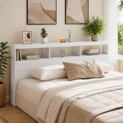 Compact and Stylish Headboard Cabinet with RGB Lighting
