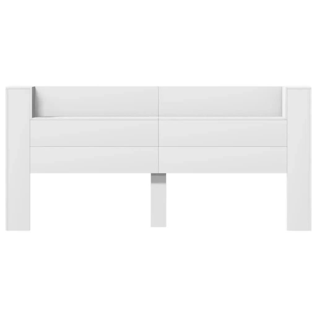 Headboard Cabinet White 220cm RGB LED Lights Storage Shelf