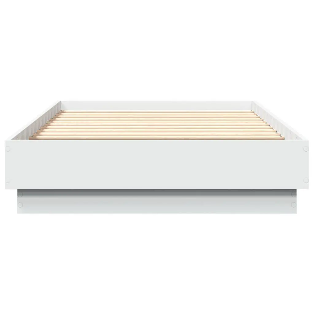 Bed Frame White 90x190 cm Engineered Wood Slatted Base Bedroom Furniture
