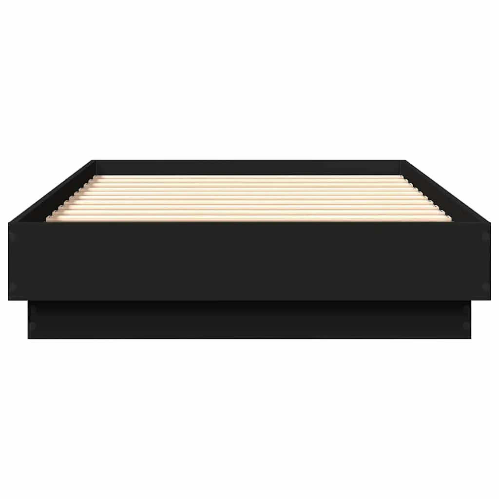 Bed Frame Black 90x190 cm Engineered Wood Slatted Base