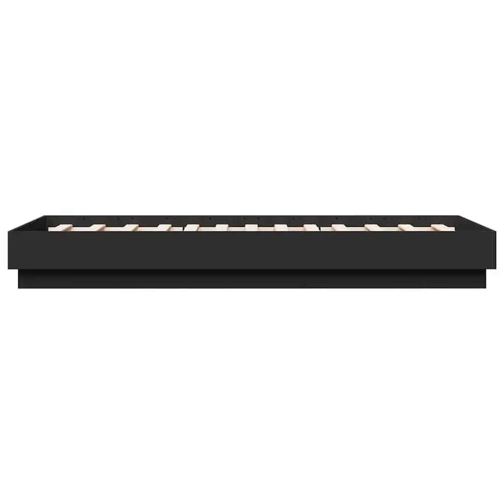 Bed Frame Black 90x190 cm Engineered Wood Slatted Base