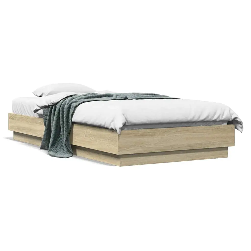 Bed Frame Sonoma Oak 90x190 cm Slatted Base Engineered Wood