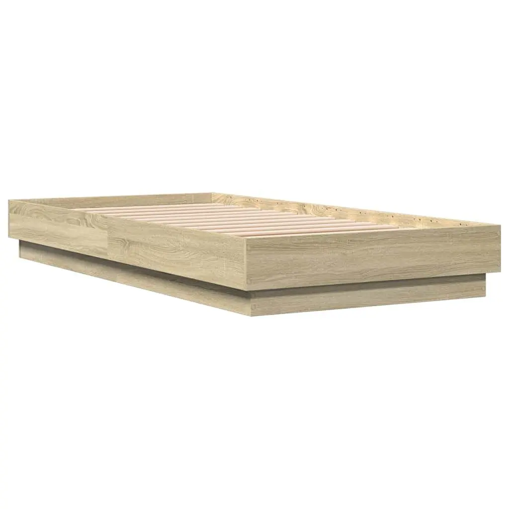 Bed Frame Sonoma Oak 90x190 cm Slatted Base Engineered Wood