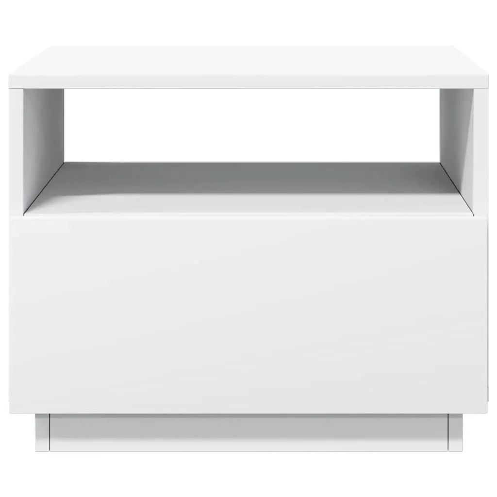 Coffee Table White 50x49x40cm RGB LED Lights Modern Living Room Accent Side Table
