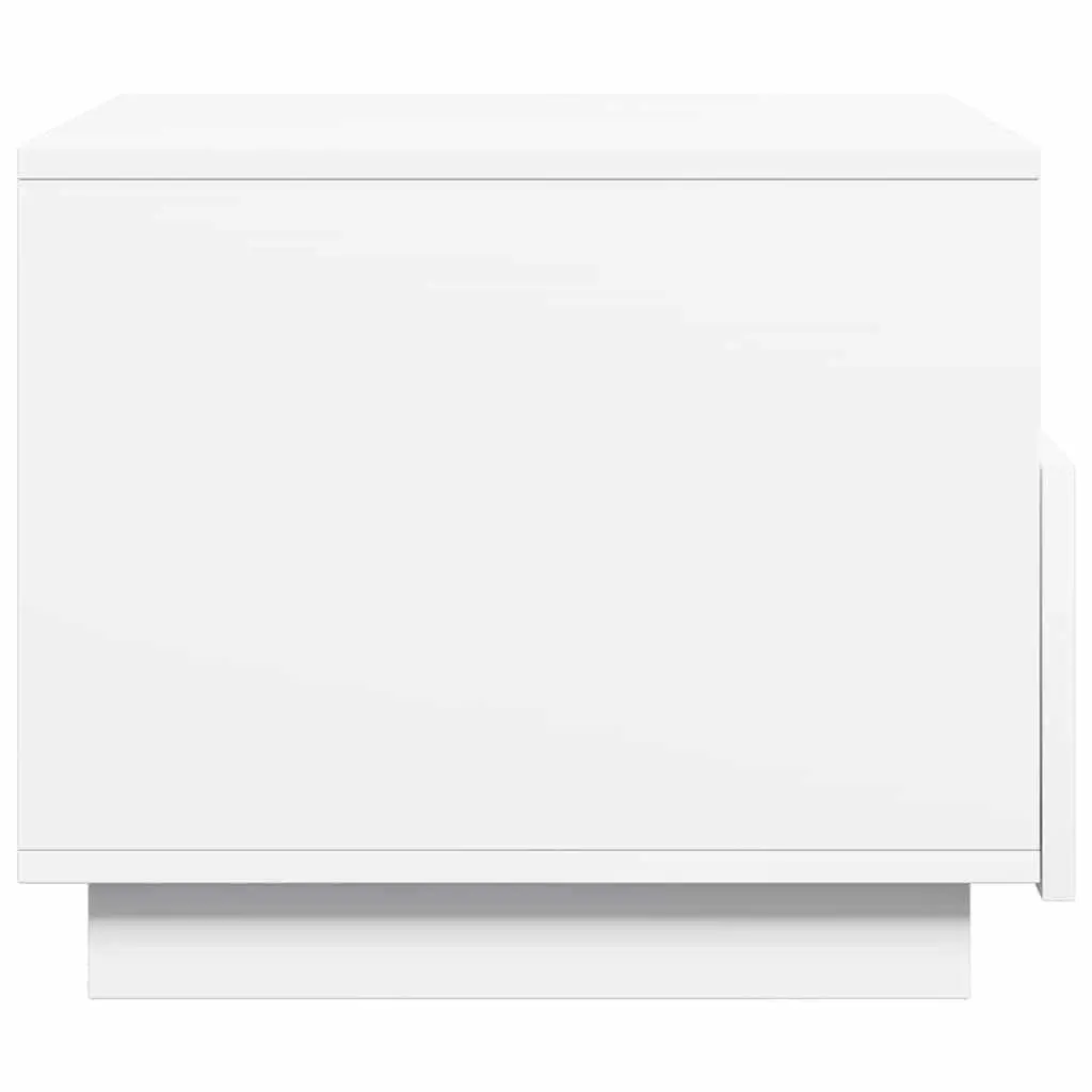 Coffee Table White 50x49x40cm RGB LED Lights Modern Living Room Accent Side Table