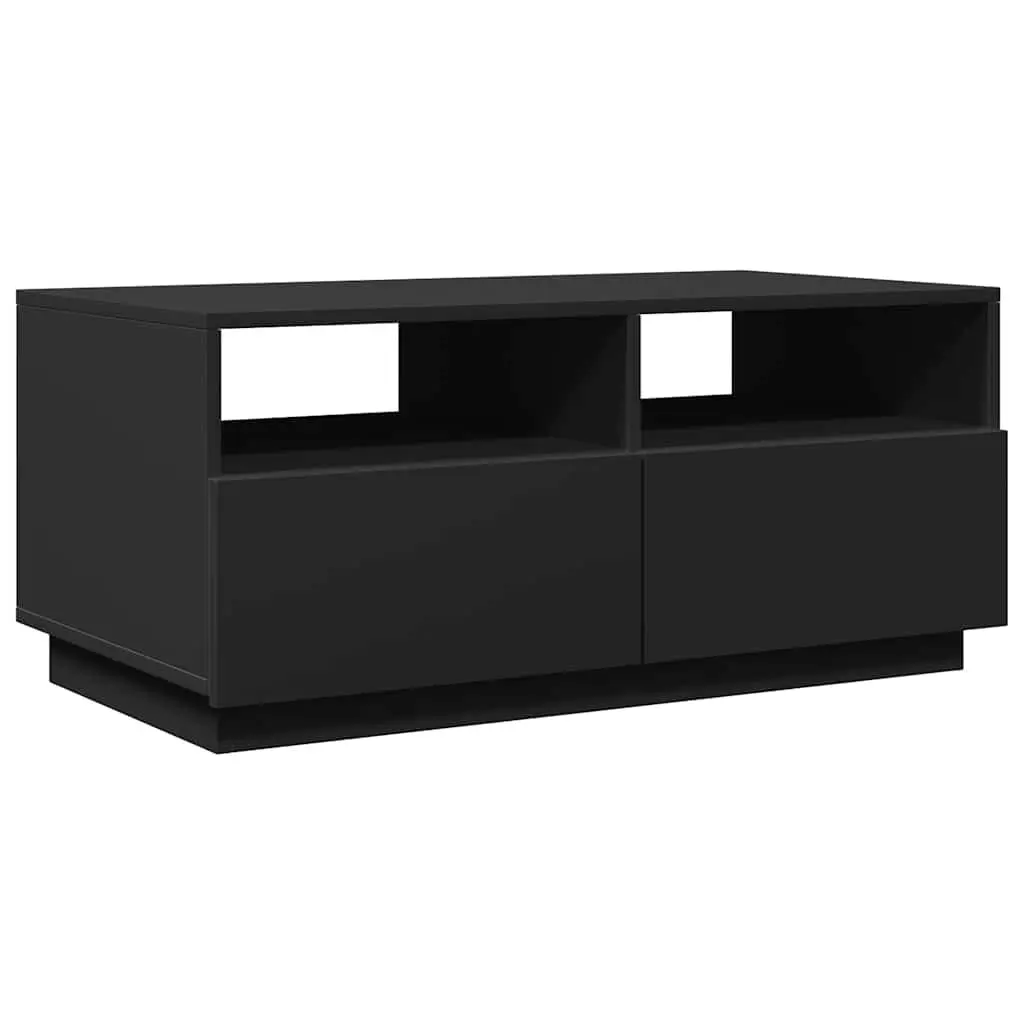 Coffee Table Black Modern with RGB LED Lights
