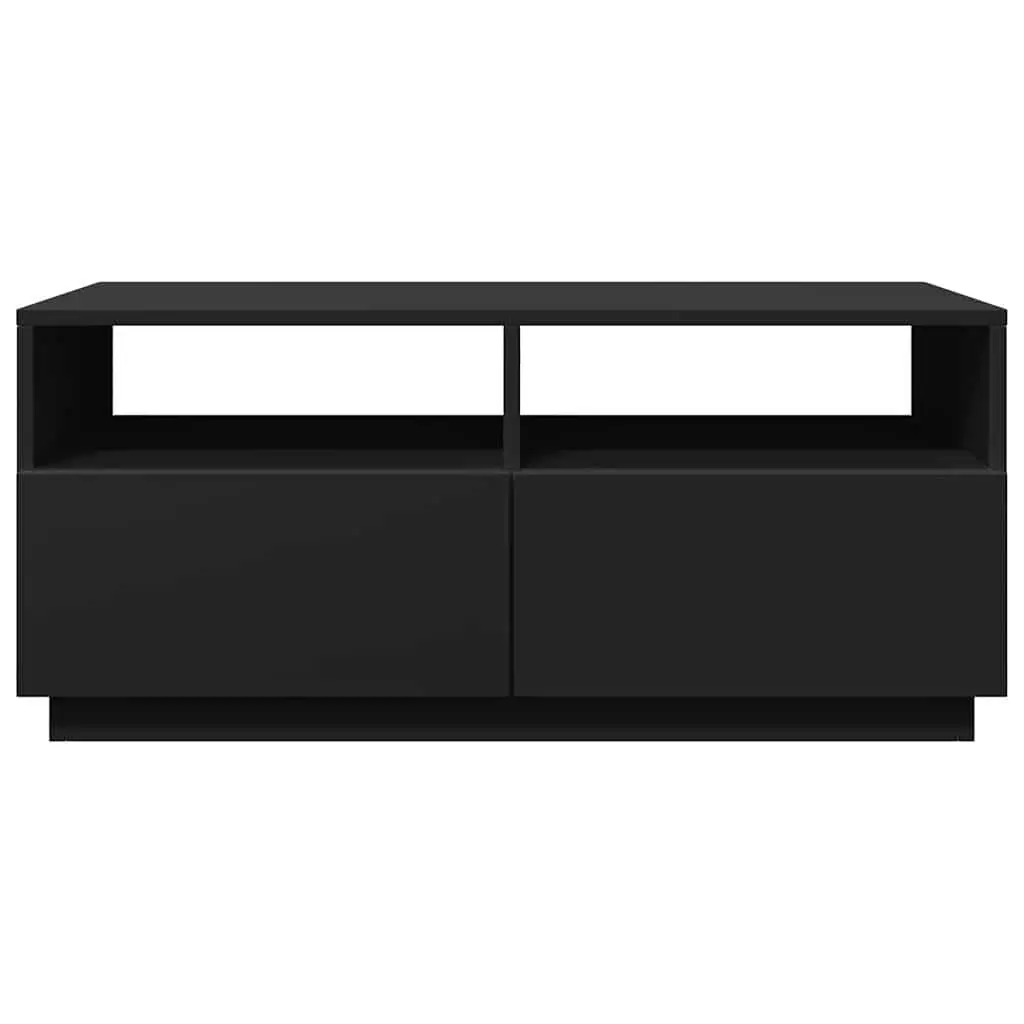 Coffee Table Black Modern with RGB LED Lights
