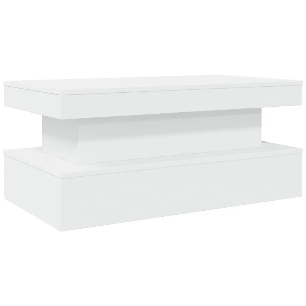 Coffee Table White 90x50x40cm RGB LED Lights Modern Accent Furniture