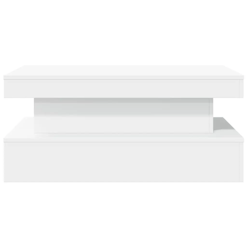 Coffee Table White 90x50x40cm RGB LED Lights Modern Accent Furniture