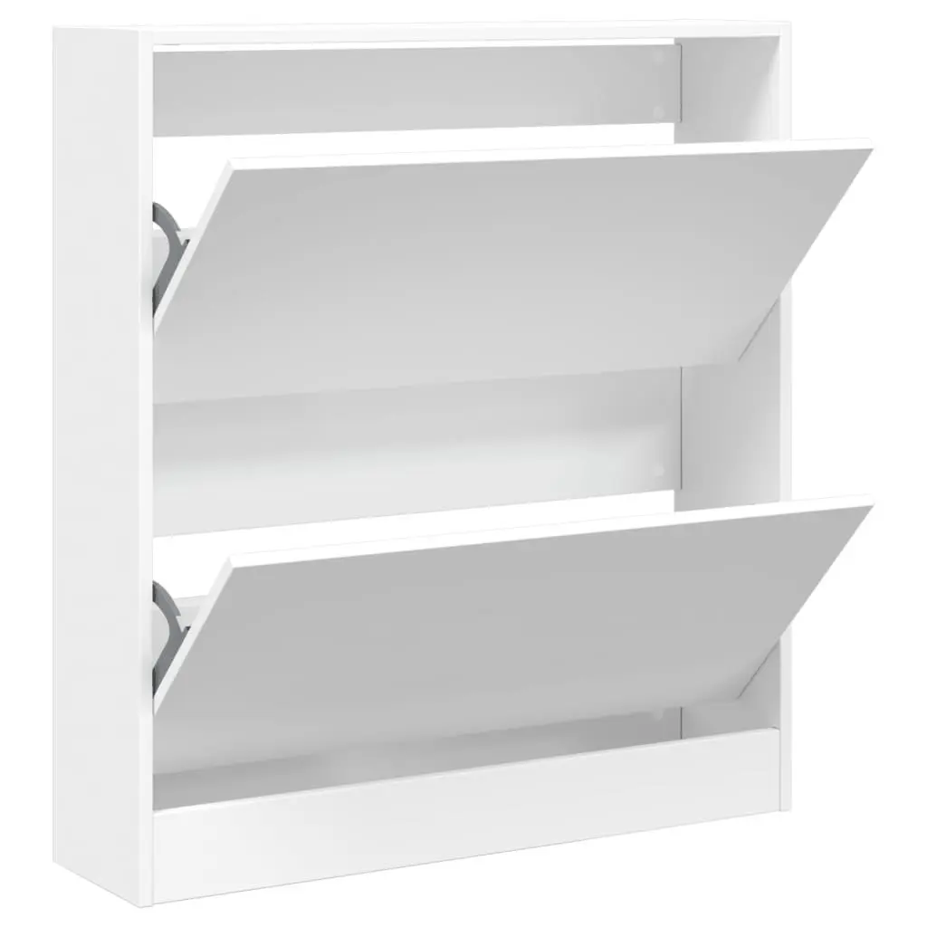 Shoe Cabinet White Compact Narrow Space Storage Organiser with Flip Drawers for Entryway Hallway