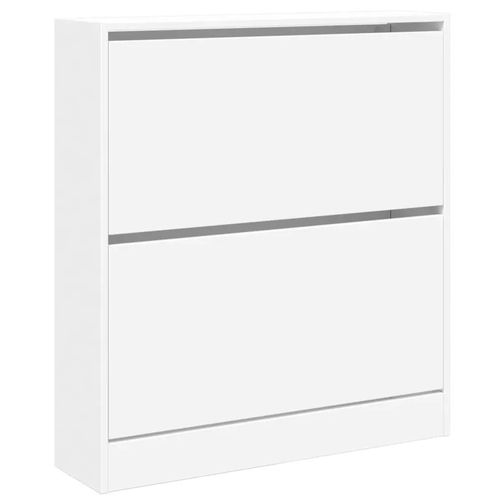 Shoe Cabinet White Compact Narrow Space Storage Organiser with Flip Drawers for Entryway Hallway