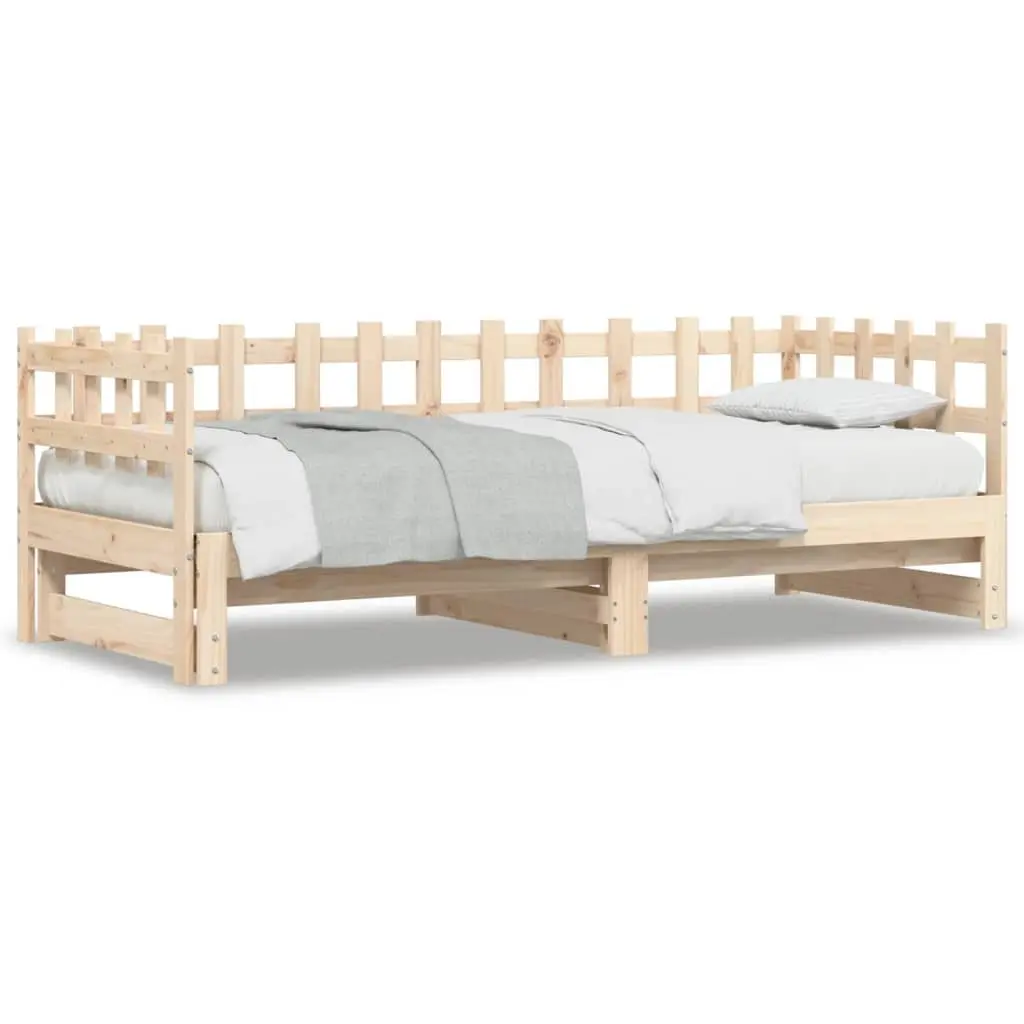 Day Bed Brown 90x190cm Solid Wood Slatted Base Pull-out Guest Sofa Frame