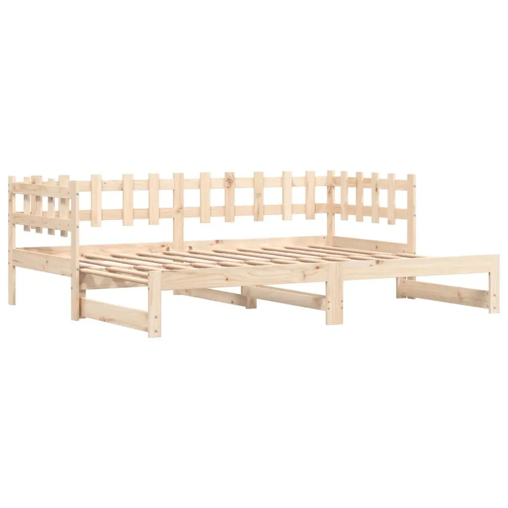 Day Bed Brown 90x190cm Solid Wood Slatted Base Pull-out Guest Sofa Frame