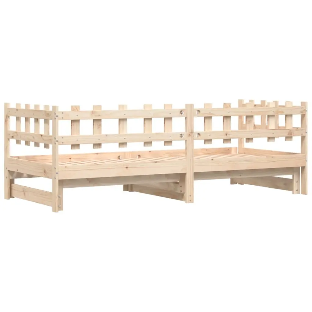 Day Bed Brown 90x190cm Solid Wood Slatted Base Pull-out Guest Sofa Frame