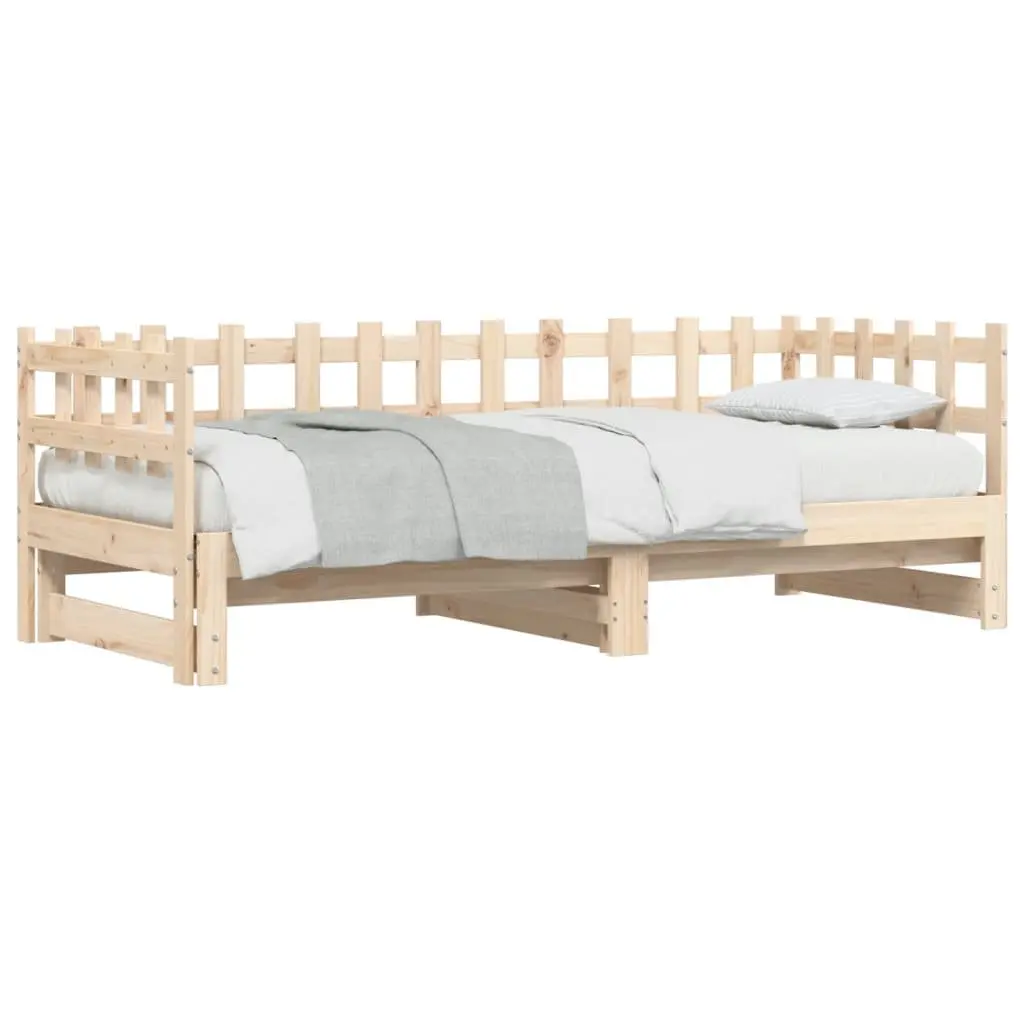 Day Bed Brown 90x190cm Solid Wood Slatted Base Pull-out Guest Sofa Frame