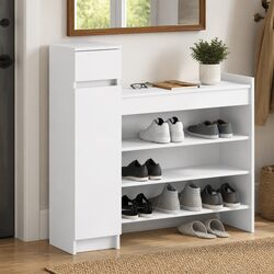 White Shoe Cabinet 100.5x28x100 cm