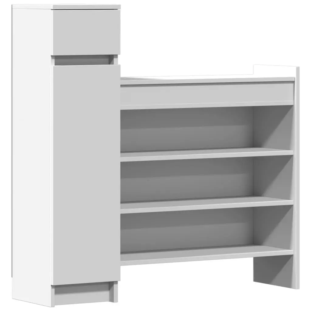 Shoe Cabinet White 100.5x28x100 cm Storage Organiser Cupboard with Drawer and Shelves