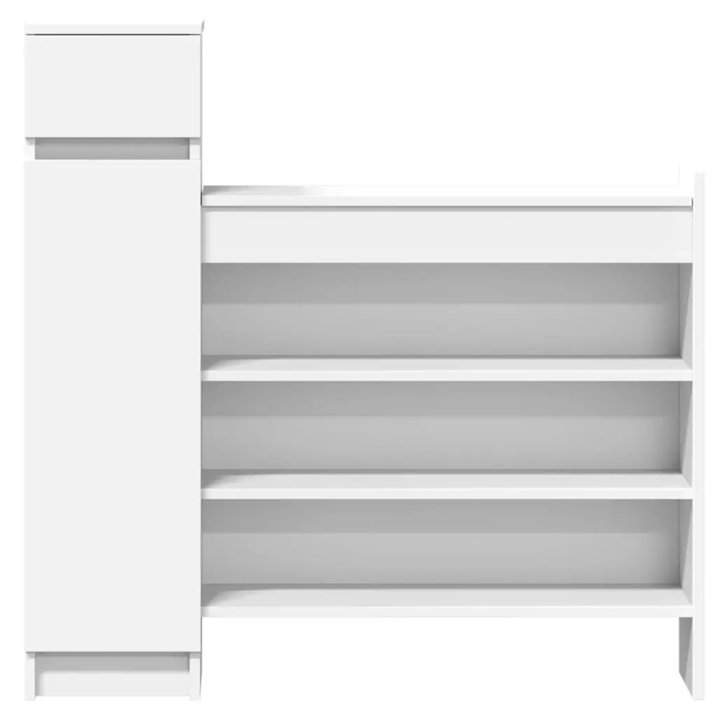 Shoe Cabinet White 100.5x28x100 cm Storage Organiser Cupboard with Drawer and Shelves