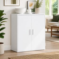 Compact White Sideboard with Engineered Wood Design